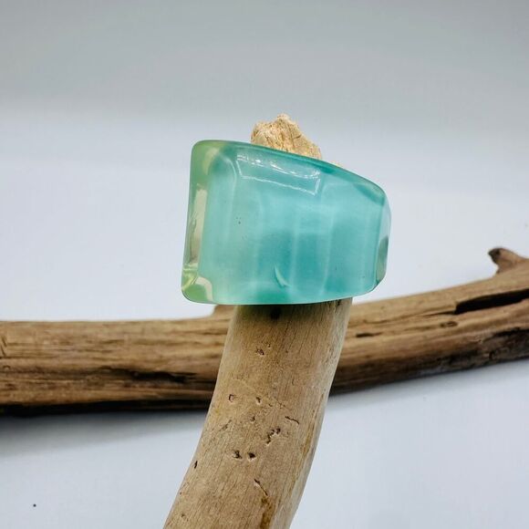Sea-Blue Resin Statement Ring - Picture 2 of 4